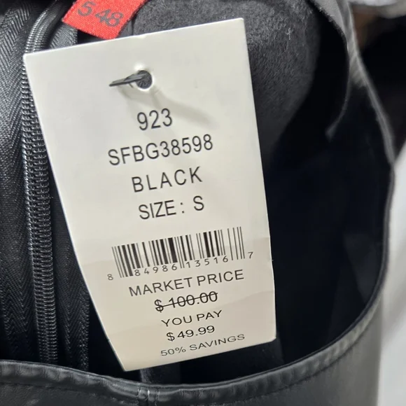 5/48 Sleeveless Faux Leather Mini Dress Black Sz Small NWT - Picture 5 of 9